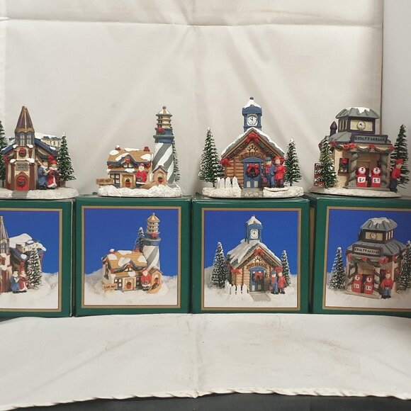 Crystal Falls Village Christmas Village Set 1994 In Original Boxes - Picture 1 of 7